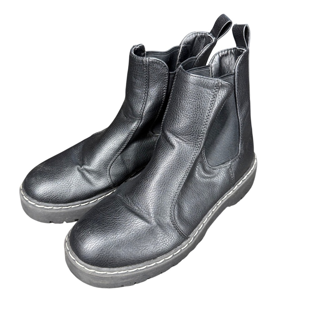 Sincerely Jules Hippie pull on Faux Leather‎ Chelsea Boots Chunky Goth size 7.5